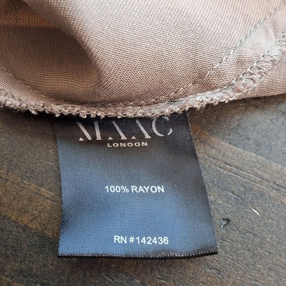 Maac London Belfry Taupe Button Down Twist Waist Top 100% Rayon S - Picture 6 of 7
